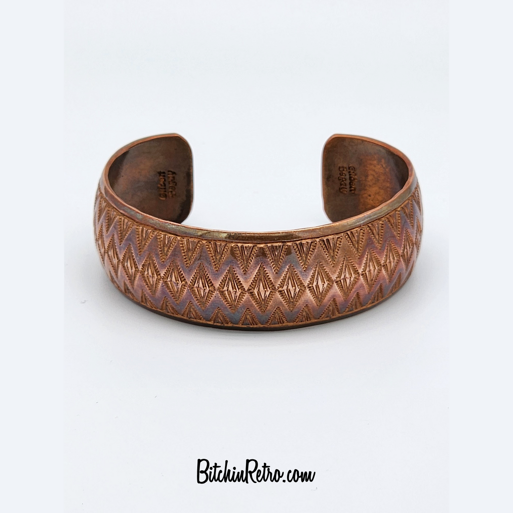 Gilbert Begay Artisan Copper Cuff Bracelet Bitchin Retro