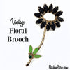 Vintage Black and White Rhinestone Flower Brooch for Sale at BitchinRetro.com