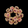 Vintage Red and Pink Rhinestone and Filigree Brooch for Sale at BitchinRetro.com
