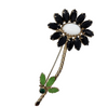 Vintage Black and White Rhinestone Flower Brooch for Sale at BitchinRetro.com