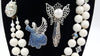 Vintage Jewelry Lot Monet Angel Brooch White Beaded Necklace Artisan Angel Pin