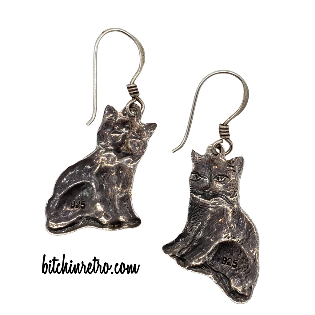 Vintage cat earrings deals