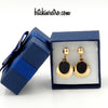 CM 1/20 12 KT Gold Filled Onyx Vintage Earrings at bitchinretro.com