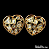 Vintage Swarovski Heart Earrings Multi Sized Crystals  Bridal Bling