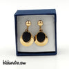 CM 1/20 12 KT Gold Filled Onyx Vintage Earrings at bitchinretro.com