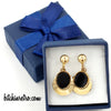 CM 1/20 12 KT Gold Filled Onyx Vintage Earrings at bitchinretro.com