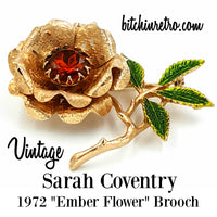 Sarah Coventry Vintage 1972 Ember Flower Brooch at bitchinretro.com