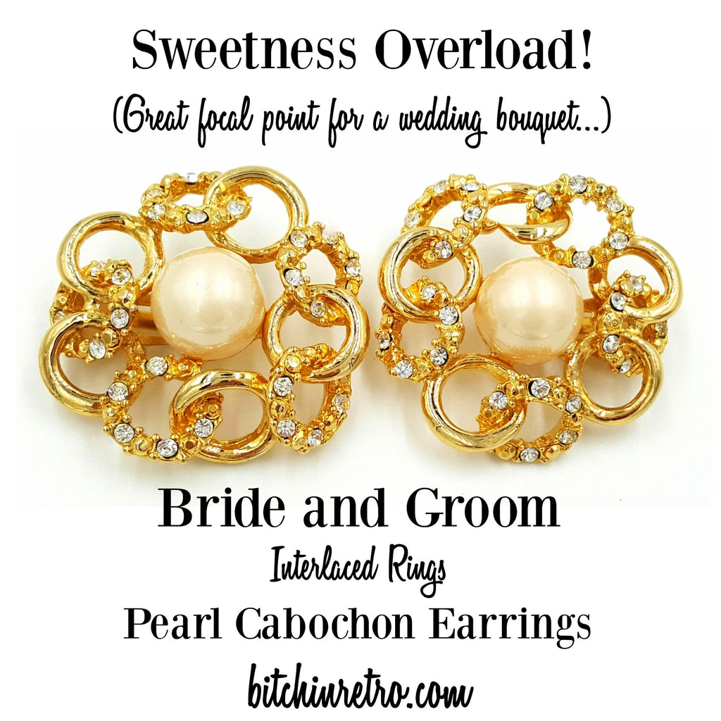 Bride and Groom Rhinestone Earrings at bitchinretro.com