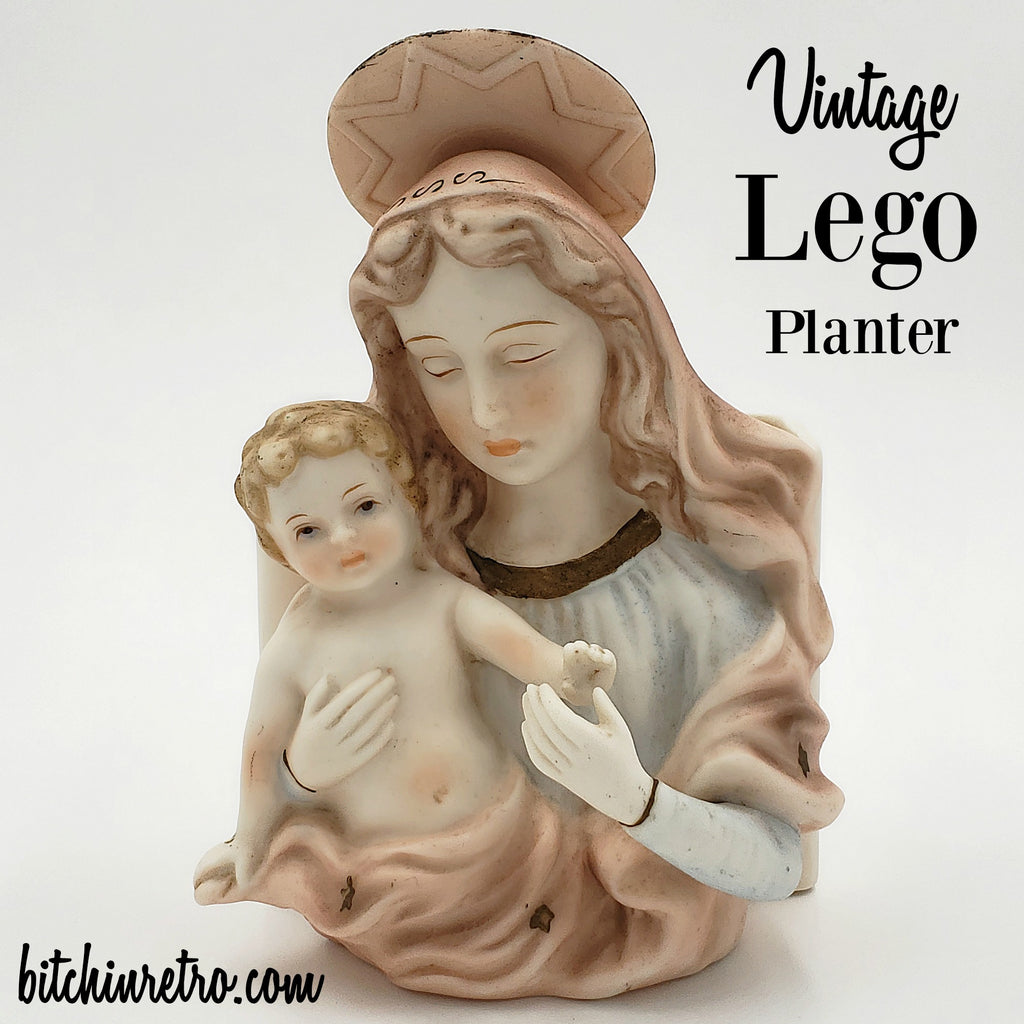 Lego Vintage Planter of Madonna and Christ Child at bitchinretro.com
