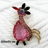 Pink Rhinestone Rooster Vintage Brooch at bitchinretro.com