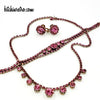 Pink Rhinestone Vintage Jewelry Parure With Necklace Bracelet and Earrings at bitchinretro.com