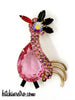 Pink Rhinestone Rooster Vintage Brooch at bitchinretro.com