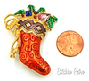 Christopher Radko Christmas Stocking Brooch at bitchinretro.com