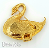 Swan Vintage Perfume Locket Brooch at bitchinretro.com