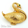 Swan Vintage Perfume Locket Brooch at bitchinretro.com
