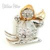 Roman Jewelry Snowman Rhinestone Brooch at bitchinretro.com