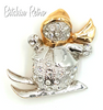 Roman Jewelry Snowman Rhinestone Brooch at bitchinretro.com