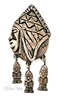 Tribal Mask Brooch 900 Silver Primitive Articulated Figural at bitchinretro.com