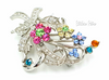 Floral Rhinestone Brooch at bitchinretro.com