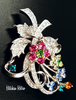 Floral Rhinestone Brooch at bitchinretro.com
