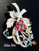 Floral Rhinestone Brooch at bitchinretro.com