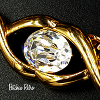 Napier Vintage Necklace Large Crystals With Gold Chain Links Designer Signed