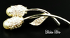 Floral Rhinestone Brooch at bitchinretro.com