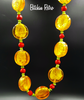 Art Glass Necklace With Retro Candy Theme - Butterscotch and Red Hots at bitchinretro.com
