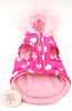 Lulu Puppy or Dog Coat With Pink Hearts and Fur Trim at bitchinretro.com