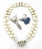 Vintage Jewelry Lot Monet Angel Brooch White Beaded Necklace Artisan Angel Pin
