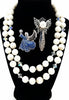 Vintage Jewelry Lot Monet Angel Brooch White Beaded Necklace Artisan Angel Pin