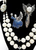 Vintage Jewelry Lot Monet Angel Brooch White Beaded Necklace Artisan Angel Pin