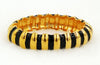 Kenneth Jay Lane Black Enamel Zebra Striped Brooch at bitchinretro.com