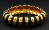Kenneth Jay Lane Black Enamel Zebra Striped Brooch at bitchinretro.com