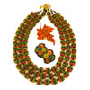 West Germany Beaded Necklace & Earring Set With Fall Leaf Brooch at bitchinretro.com