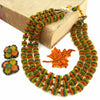 West Germany Beaded Necklace & Earring Set With Fall Leaf Brooch at bitchinretro.com