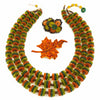 West Germany Beaded Necklace & Earring Set With Fall Leaf Brooch at bitchinretro.com