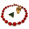 Art Angel Brooch With Christmas Tree Pin and Beaded Necklace at bitchinretro.com