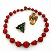 Art Angel Brooch With Christmas Tree Pin and Beaded Necklace at bitchinretro.com