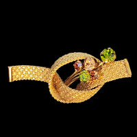 Vintage Mesh Knot Rhinestone Brooch at BitchinRetro.com