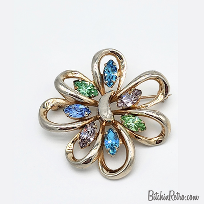 124 Pcs Bouquet Pins Flower Brooch Rhinestone Brooches Diamond