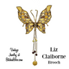 Vintage Liz Claiborne Stained Glass Butterfly Brooch with Beaded Drop for Sale at BitchinRetro.com.