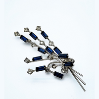 Vintage 1940's Art Deco Style Blue Baguette Rhinestone Brooch available for sale at BitchinRetro.com.