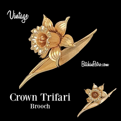 Vintage Crown Trifari Daffodil Brooch for Sale at BitchinRetro.com