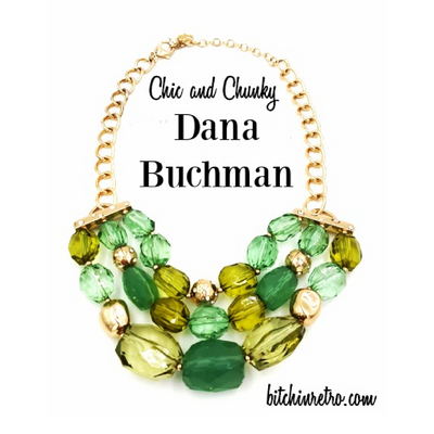 Dana Buchman Necklace Faceted Lucite Beads With Rhinestone Accents