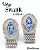 Swank Vintage Mesh Wrap Cufflinks with Blue Marquise Rhinestone