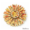 Daisy Vintage Brooch  Enameled Autumn Colors  With Button Center