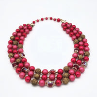 Vintage Hot Pink Beaded necklace from Japan for sale at BitchinRetro.com