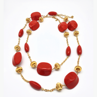 Vintage Joan Rivers Red and Gold Statement Necklace for sale at BitchinRetro.com.