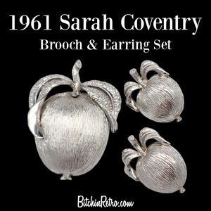 1961 Sarah Coventry Apple Brooch and Earring Set for Sale at BitchinRetro.com